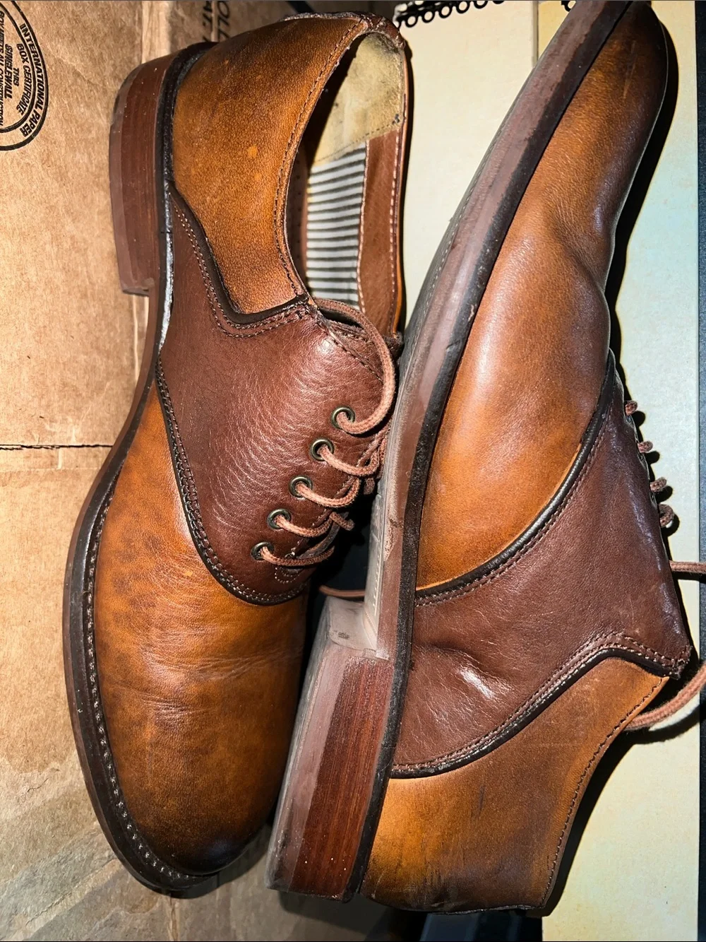 Johnston & Murphy Two-Tone Brown Leather Oxford Shoes